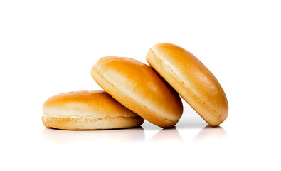 Burger Bun Isolated, Hamburger Bread, Empty Whole Burger Bun on White Background