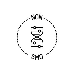 Fototapeta na wymiar Non GMO symbol. Thin line icon for organic food, beauty product. Modern vector illustration.