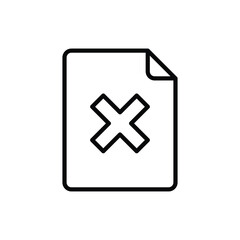 Document rejected: sheet with cross mark. Thin line icon. Modern vector illustration.
