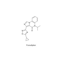 Panadiplon  flat skeletal molecular structure Z-drug (nonbenzodiazepine) drug used in anxiety treatment. Vector illustration.