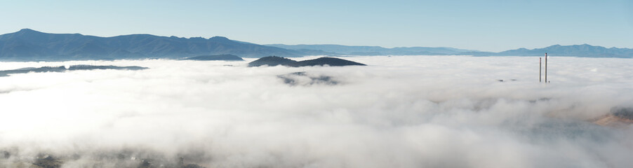 Fototapeta na wymiar panorama of the mountains and thermal power