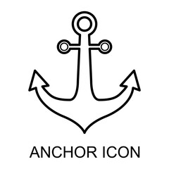 Anchor marine old icon, ship security object element, vector illustration design web element