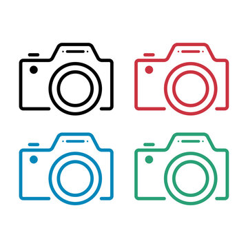 Set of Camera flat web icon, photography digital design, retro equipment symbol vector illustration