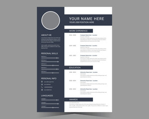 Professional CV resume template and vector design.	
