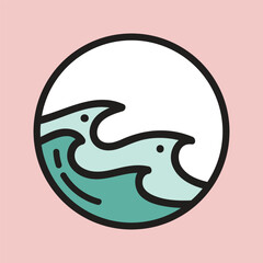 Vector illustration surfing theme badge design. For t-shirt prints posters stickers and other uses.


