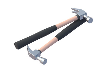 Hammers isolated on white background. 3d render