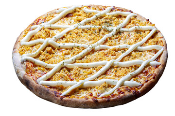 Cheese and chicken pizza