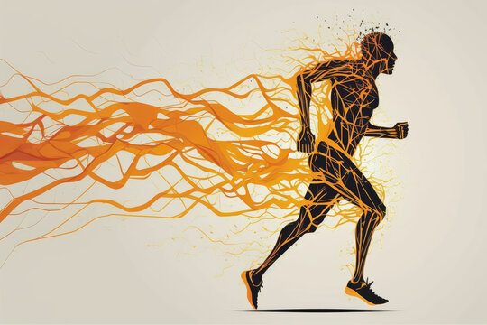 creative abstract illustration of a runner . Generative AI