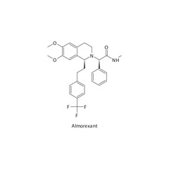 Almorexant flat skeletal molecular structure Orexin antagonist drug used in insomnia treatment. Vector illustration.