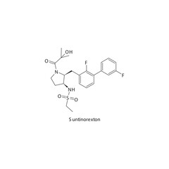 Suntinorexton  flat skeletal molecular structure Orexin agonist drug used in Orexin agonist treatment. Vector illustration.