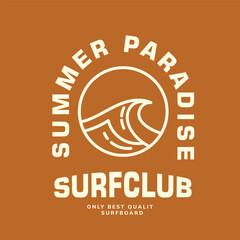Vector illustration surfing theme badge design. For t-shirt prints posters stickers and other uses.


