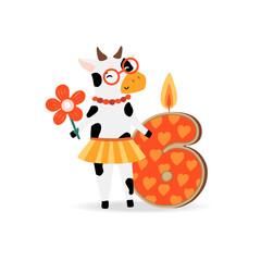 Invitation for a child party. Happy birthday card template. Vector illustration.