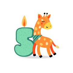 Invitation for a child party. Happy birthday card template. Vector illustration.