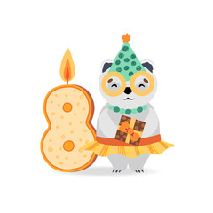 Invitation for a child party. Happy birthday card template. Vector illustration.