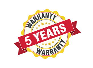 Five year warranty icon. 5 year warranty card. vector stamp. warranty seal. 