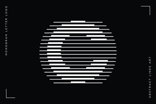Letter C logo with abstract geometric horizontal parallel lines