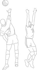 Volleyball athlete silhouette vector sketch
