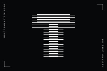 Letter T Monogram Logo Icon Geometric Horizontal Stripe Lines