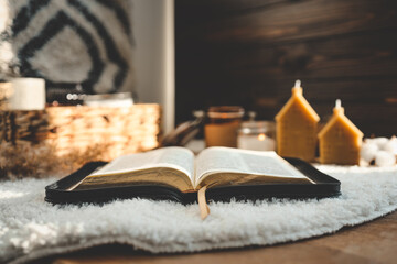 Open Bible in the home interior