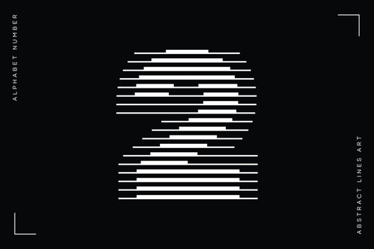 Number 2 logo with abstract geometric horizontal parallel lines