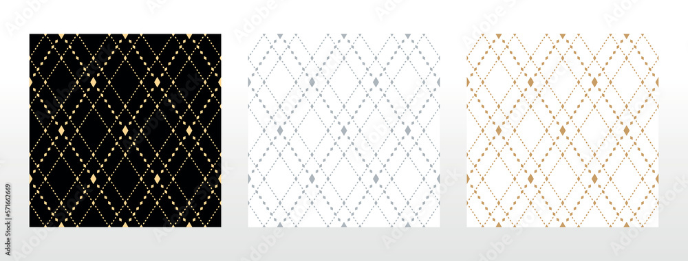 Aufkleber Set of abstract geometric patterns. Seamless vector backgrounds. Colored ornaments Graphic modern patterns Simple lattice graphic design
