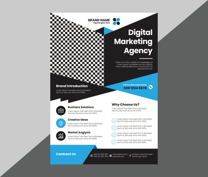 Corporate Flyer Design Template, business flyer, brochure, magazine or flier mockup in bright colors