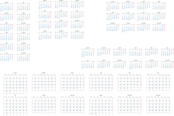 2023 Calendar template.Yearly planner stationery universal, classic design horizontal. English