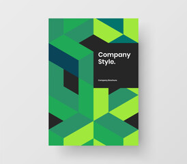 Modern mosaic tiles poster template. Premium company brochure A4 vector design concept.