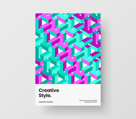 Vivid postcard A4 design vector concept. Simple geometric tiles brochure layout.