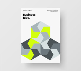 Creative geometric shapes corporate brochure layout. Bright company cover A4 vector design illustration.