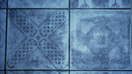 Tile surface texture decoration with patterns. Vintage antique tiles