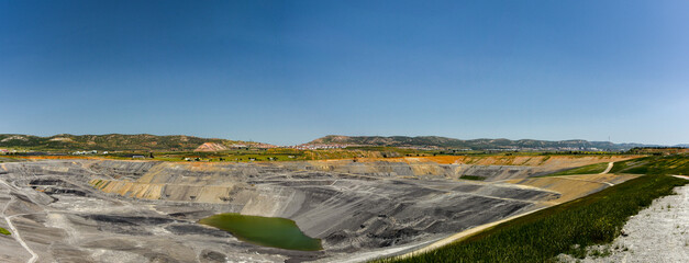 Coal mining, defunct open pit mine in Puertollano, Ciudad Real, Spain