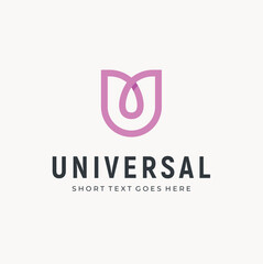 Tulip Flower with Initial Letter U logo design