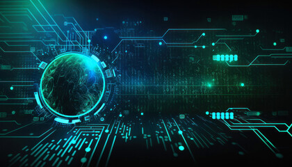 Digital or cyber technology concept, abstract future data background generative ai