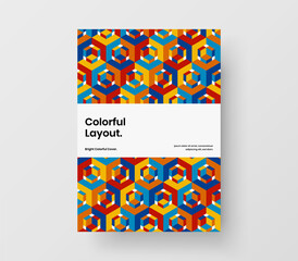 Isolated company brochure A4 vector design concept. Multicolored geometric pattern flyer template.