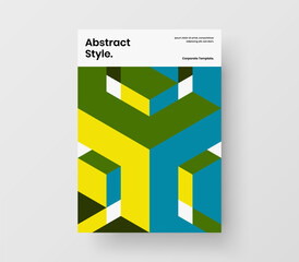 Bright geometric hexagons book cover illustration. Premium postcard A4 design vector template.