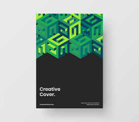 Fresh booklet A4 vector design layout. Colorful mosaic hexagons presentation template.