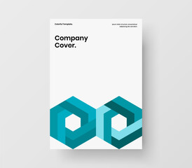 Vivid geometric hexagons catalog cover concept. Multicolored front page A4 vector design template.