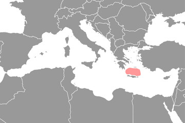 Sea of Crete on the world map. Vector illustration.