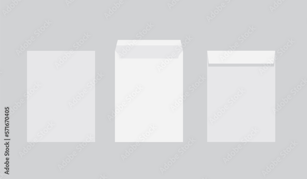 Aufkleber realistic vector blank white letter paper c4 envelope front view. a4 c4, a5 c5, a3 c3 template on gr