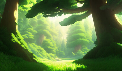 Artwork of a pine forest, generative ai