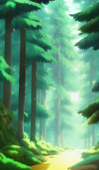 Artwork of a pine forest, generative ai