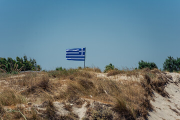 Grecka flaga na plaży  © Piotr Gaborek 