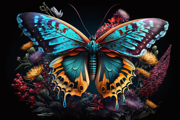 Plakat butterfly on black background