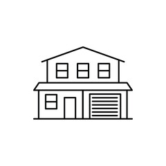 Cottage Building Sign Black Thin Line Icon Country House Concept. Vector illustration of Villa or Mansion Facade