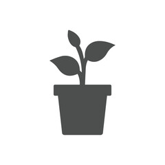 Plant in pot solid icon. Ecology concept illustration isolated on white background. Vector illustration - Vector