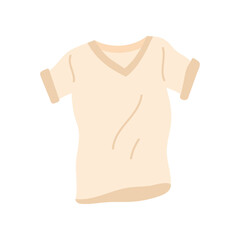 Cartoon Beige Summer Tshirt Vacation Concept Flat Design Style Isolated on a White Background. Vector illustration