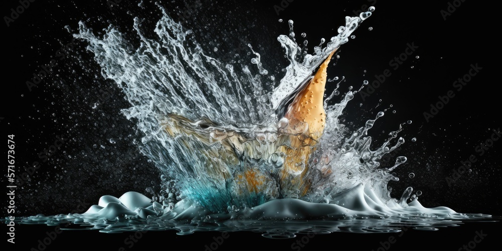 Poster shot of water splashing in isolation. generative ai