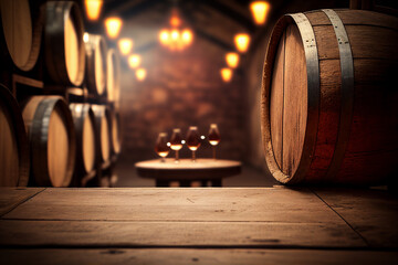 Wine cellar background. Created with generative Ai technology