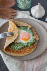 Galette de sarasin - French Buckwheat crepe with egg and bacon